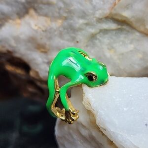 Anthropologie Frog Gold Green Ring Animal Jewelry Gift For Frog Lovers